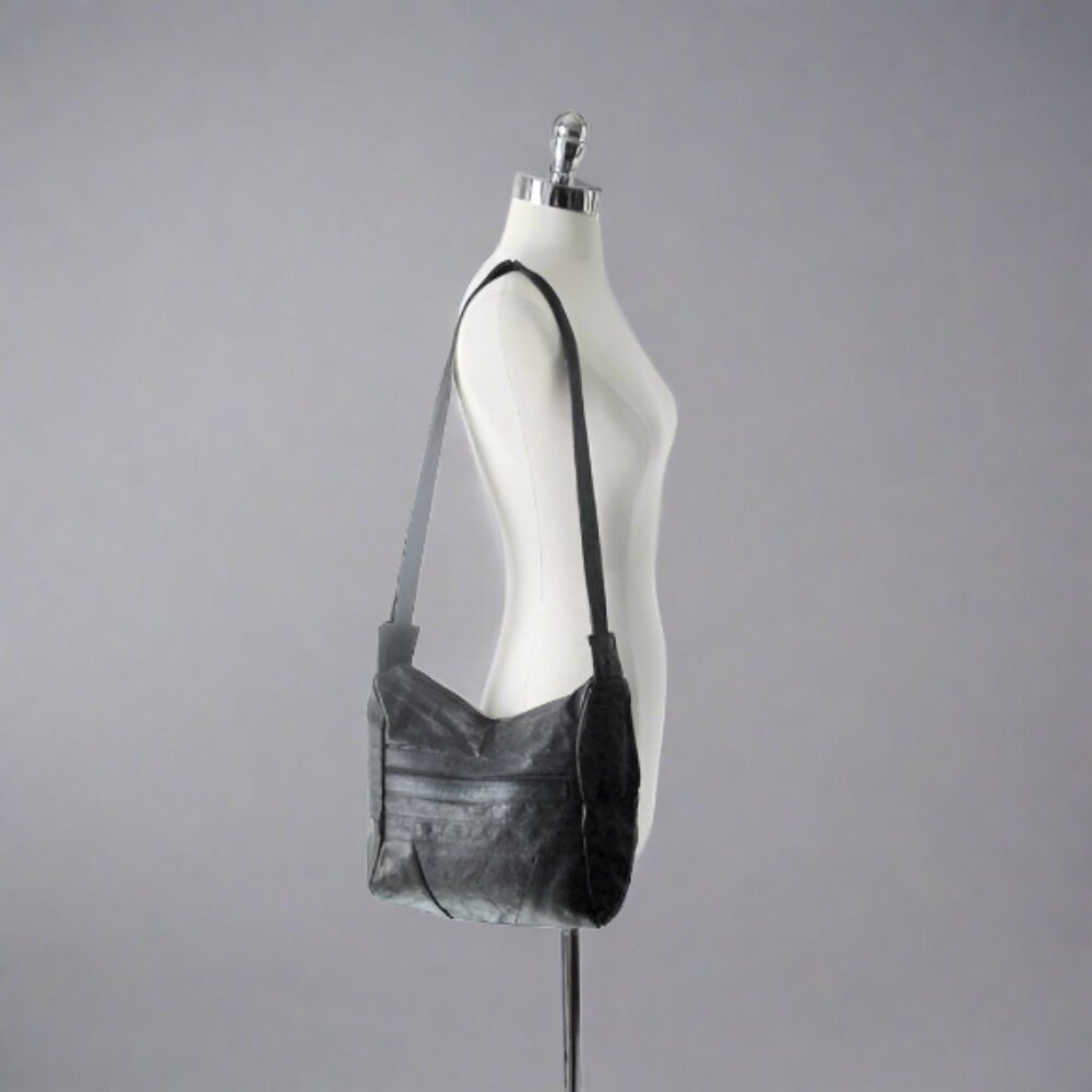 NEW Vintage Textured Black Leather Bag Handbag